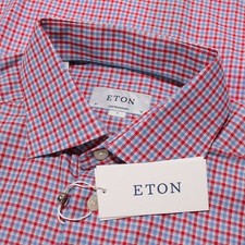 Eton NWT Casual Button Down Shirt Size 41 16 Large Contemporary Fit in Red/Blue