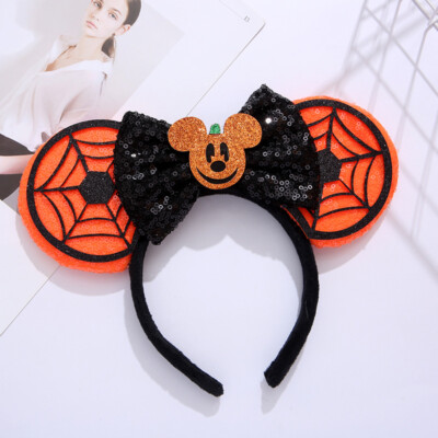 Light-up LED Spiderweb Minnie Mouse Ears Headband Halloween  display picture 1