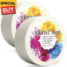 2 Packs White Artist Tape for Watercolor Paper Drafting Art Low Tack Masking Tap