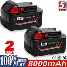 2Pack For Milwaukee for M18 8.0AH Lithium Extended Capacity Battery 48-11-1860
