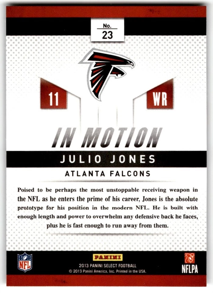 2013 Panini Select In Motion Julio Jones #23 Atlanta Falcons - Image 2 of 2