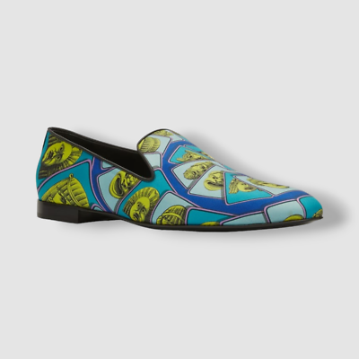 Versace Men\'s Blue Printed Silk Loafer Slipper Shoes Size 9 EU 42 $850 Versace Men main image 2
