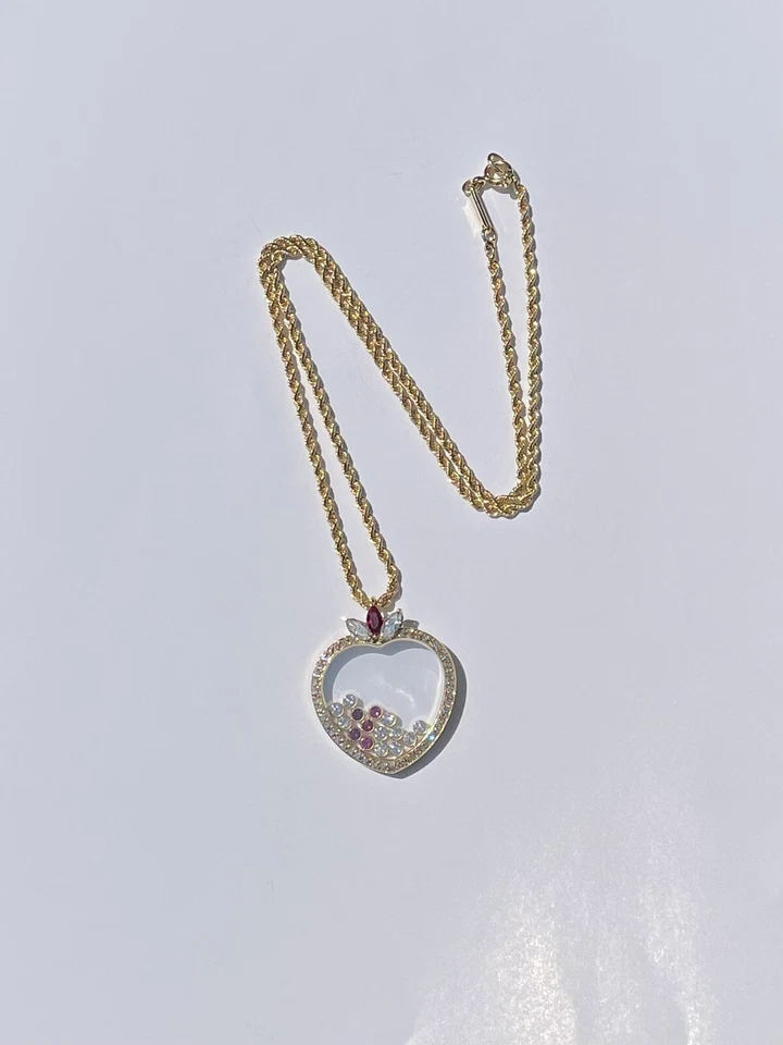 Rare Chopard Happy Diamonds 18K Yellow Gold Ruby Diamond Necklace - Image 2 of 4