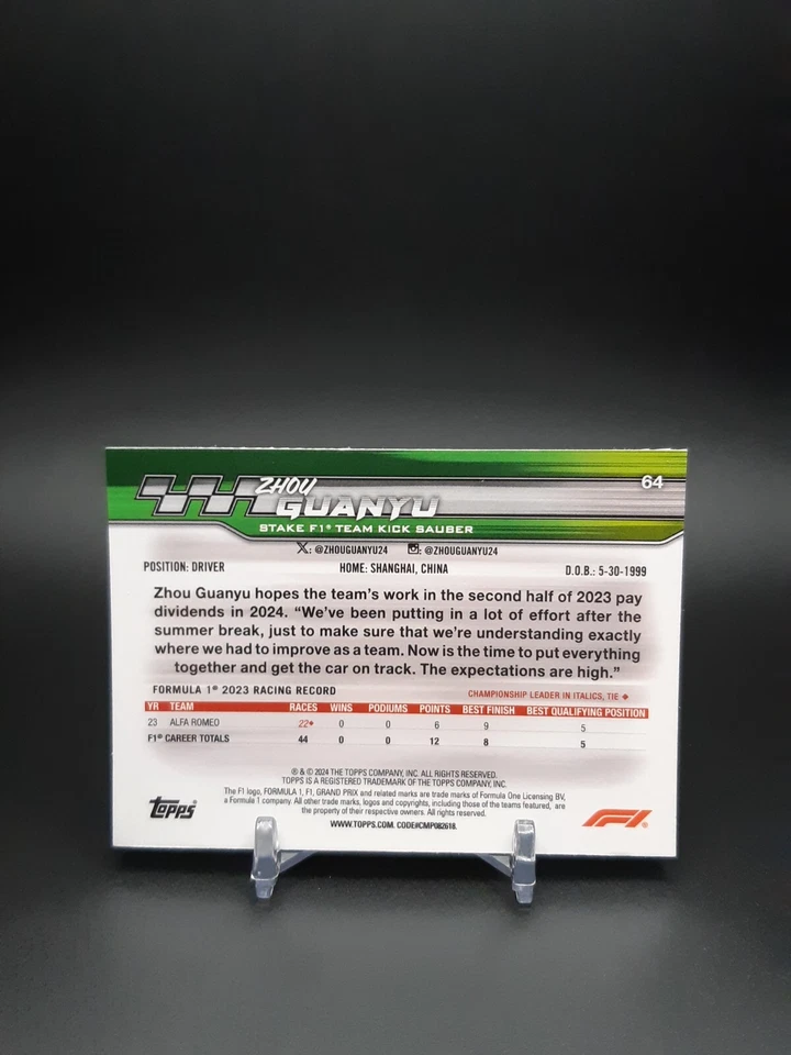 2024 Topps Paddock Pass Formula 1 Closeups Chrome Zhou Guanyu #64 - Image 2 of 2