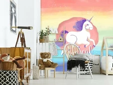 3D Cute Unicorn ZHUA9455 Wallpaper Wall Murals Removable Self-adhesive Amy