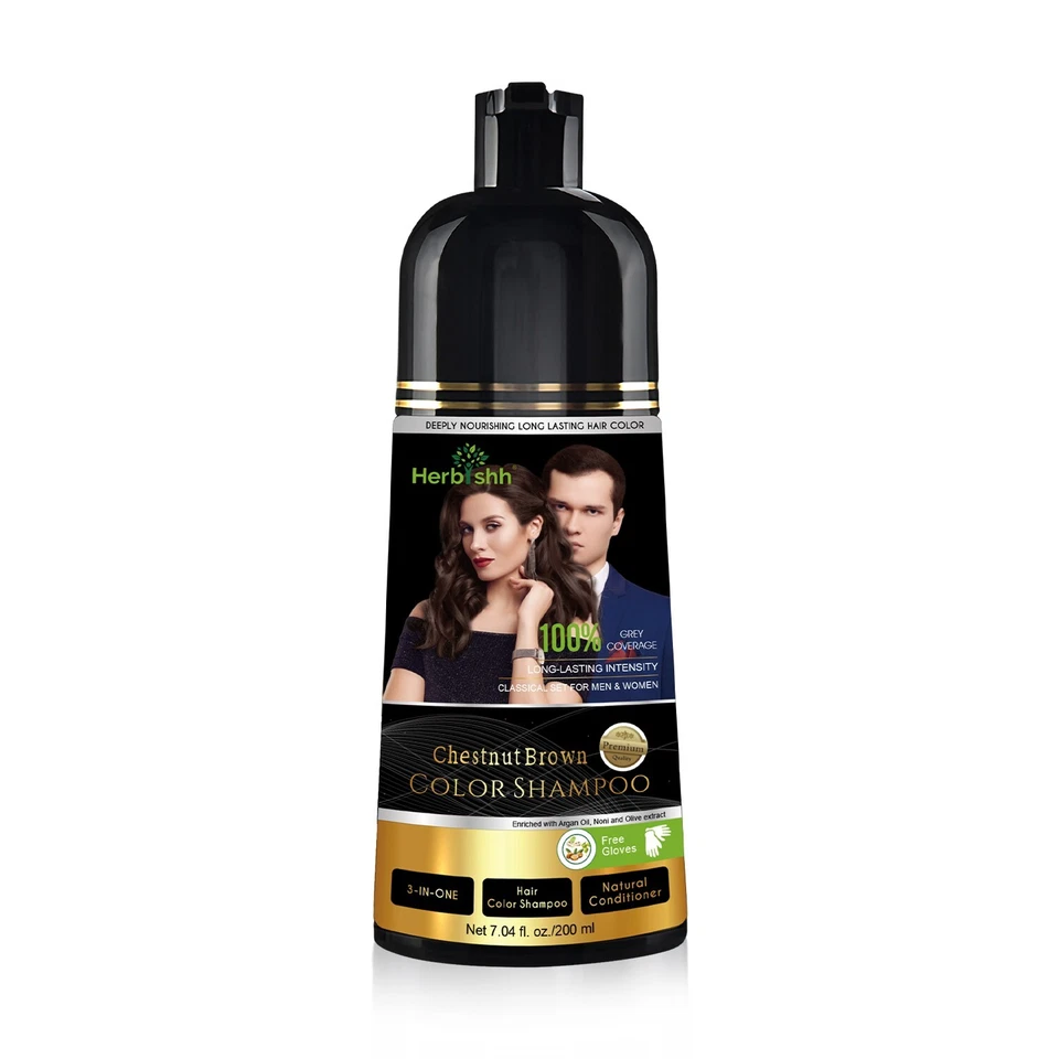 Hair Dye Shampoo 3 in 1 Herbishh Chestnut Brown Hair Color Shampoo - Image 2 of 4