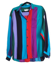 Vintage 90s Z Cavaricci Womens Top Medium Long Sleeve 80s Striped Made In USA