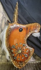 Orologio vintage in legno massello laccato, mitico unicorno con fiocco oro 24 carati e capelli