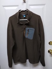 mens eddie bauer 1/4 zip pullover xl Fleece Brown W/Zipper Pocket