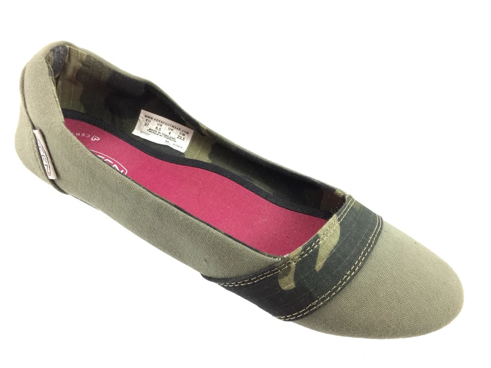 Pisos planos de ballet camuflados de lona verde oliva quemados Cortona SH25 Keen EE. UU. 6,5 Foto 4 de 4