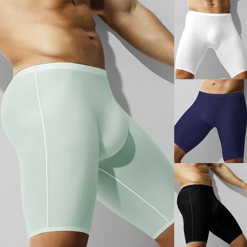 Mens Ice-Silk Underwear Long Leg Boxer Briefs Trunk Sport Shorts Breathable UK - Picture 1 of 38
