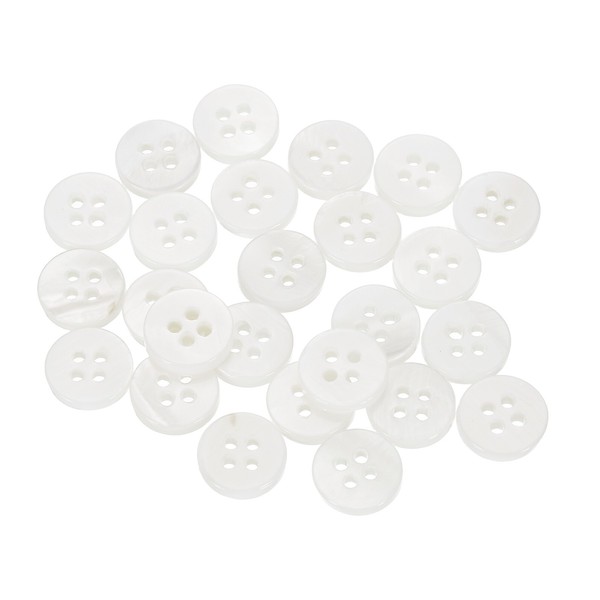 25 StüCk NatüRliche Perlmutt KnöPfe 4 Loch 10Mm Perlmutt KnöPfe Helles Weiß-image