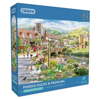 NEU UND VERPACKT Gibsons 1000-TEILIGES PUZZLE PFÜTZENTEN & PADDELN VON RICHARD MACNEIL