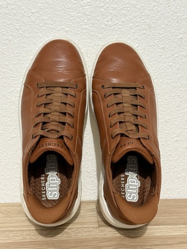 SKECHERS Court Break Doble Ventilación Manos Libres Para Hombre Sin Cordones Talla 9 Coñac - Imagen 6 de 11