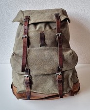 Robuster, alter Schweizer Armee Rucksack, Segeltuch & Leder Original 1965, Nr.18