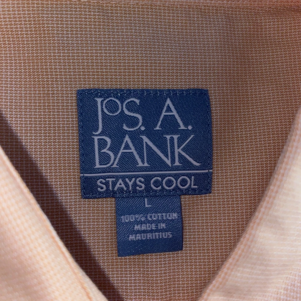 Camisa de vestir Jos A Bank Stays Cool para hombre grande melocotón manga corta abotonada Foto 2 de 4