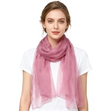 Solid Color Silk Feeling Scarf Fashion Scarves Wrap Long Mauve Pink