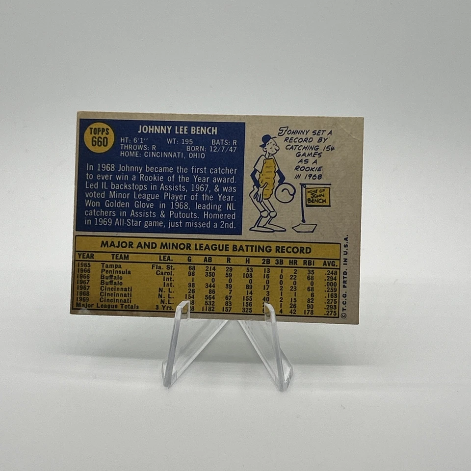 Johnny Bench Topps 1970 #660 Foto 2 de 2