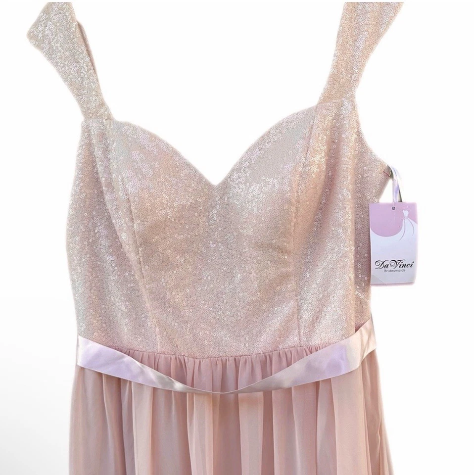 VESTIDO DE BAILE FORMAL DA VINCI COQUETEL FORMATURA DAMAS DE HONRA Tamanho: 16W Rosa Claro - Imagem 2 de 4