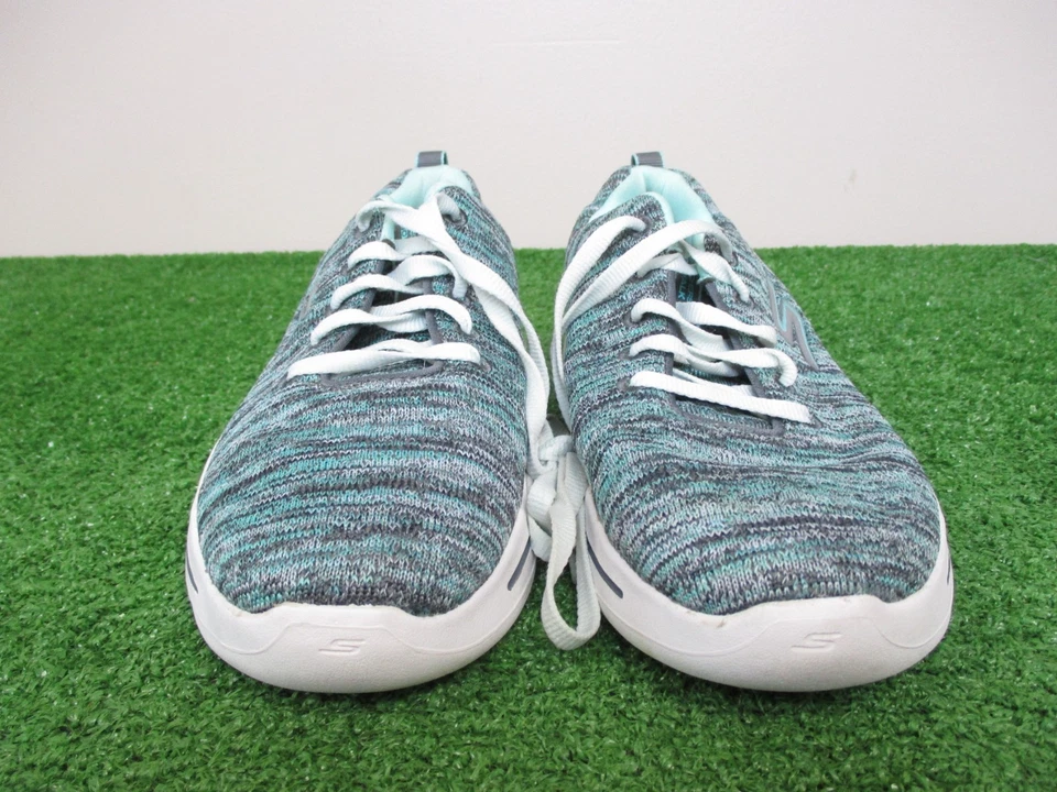 Skechers GoWalk Zapatos Mujer 7 Gris Verde Arco Ajuste Entrenador Fit Refrigerado por Aire Foto 2 de 4