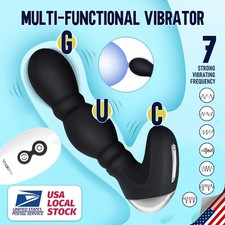 Remote Powerful Prostate Massager Dual Motor Male Bead Waterproof Vibrators