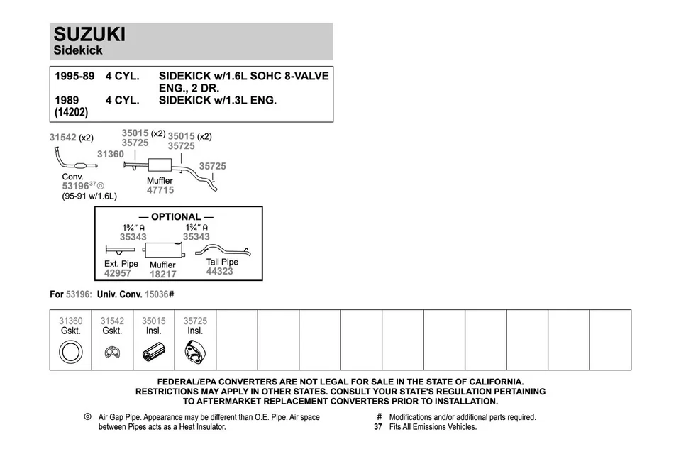 For Geo Tracker 1989-1995 Walker 42957 Aluminized Steel Exhaust Extension Pipe - Image 3 of 3
