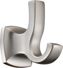 Moen Voss Brushed Nickel Bathroom Double Robe Hook, Wall Mounted Metal Hanger