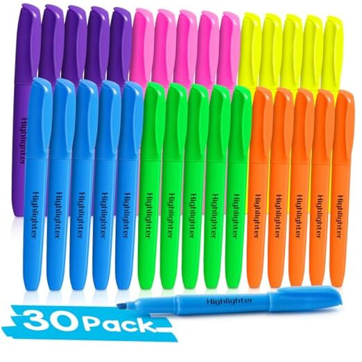 S In 6 Assorted Colors, No Bleed Highlighters, Bright