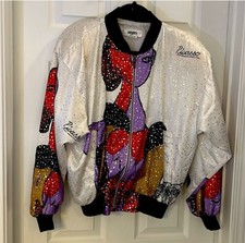 Picasso 90s Bomber Jacket Satin Abstract Vintage Rare