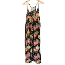 New Natural Life Dark Tropical Floral Max Dress Small