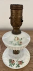 Vintage Milk Glass Boudoir Lamp 7 1/2” - Hand Painted Roses