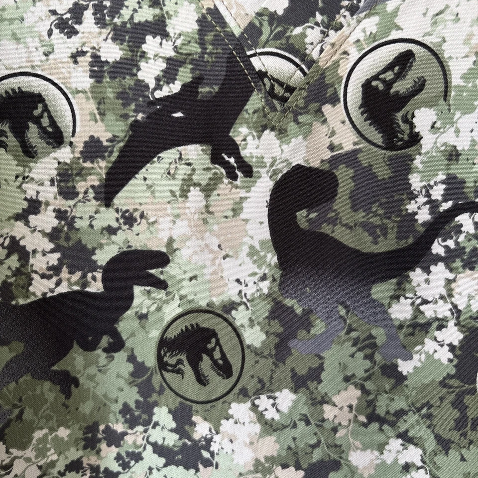 Jurassic World Scrub Top Unisex Sz.XS Dominion T-Rex Dinosaur Camo - Image 4 of 4