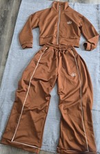 alo Women's Tracksuit Set Jacket Pants Brown Activewear Athleisure
