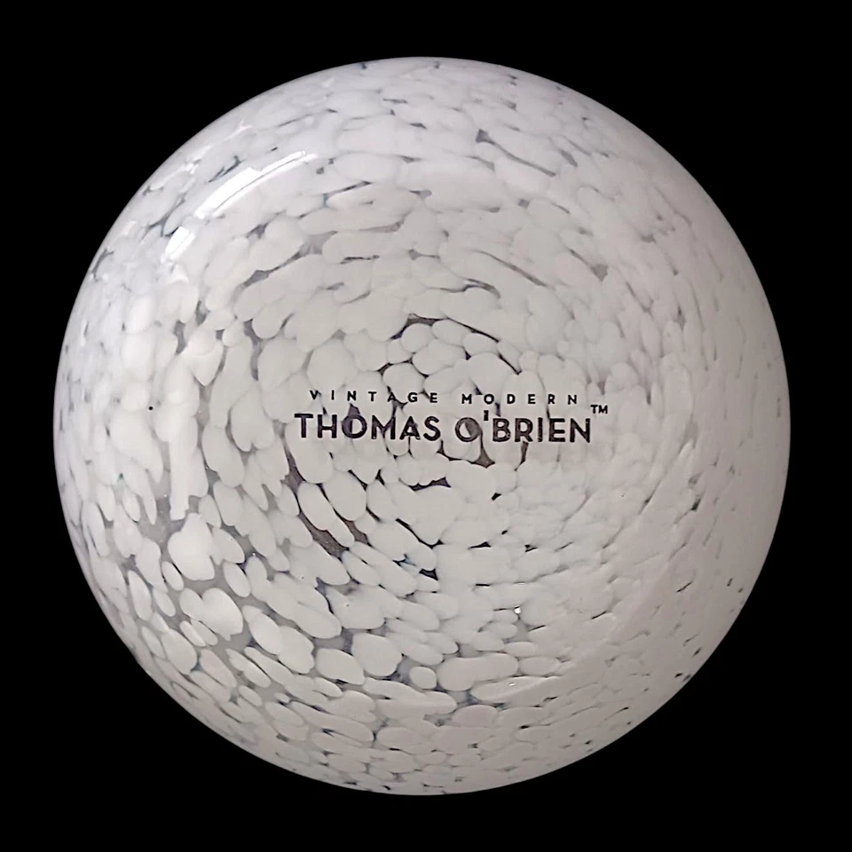 Thomas O Brien Arte Vaso Bolha de Vidro Castiçal Vintage Moderno Branco Confete - Imagem 4 de 4