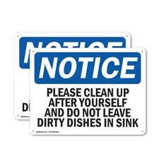 (2 Pack) Please Clean Up After Yourself And Do Not OSHA Notice Sign Decal Metal