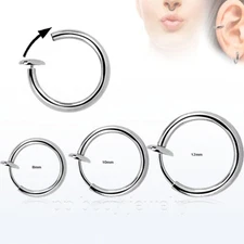 PAIR of Surgical Steel Spring Loaded Non Piercing Ear Septum Nose Clips