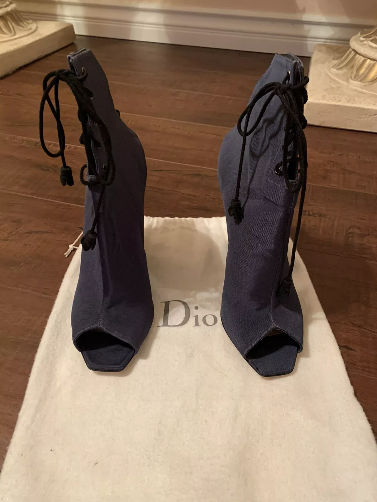 Bottes authentiques Christian Dior Brooklyn Peep Toe taille 39 neuves au détail