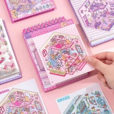 Cartoon Landscape Sticker Book 3D Pocket Cabin Scene Stickers Kids