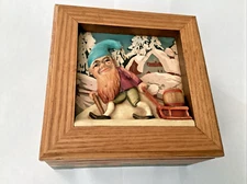 ANRI Gnome Music Box Wooden 3D Carved Hand Crafted Italy - It’s a Small World