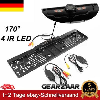 Funk 4 IR LED Rückfahrkamera kennzeichen kabellos Nummernschild Einparkhilfe