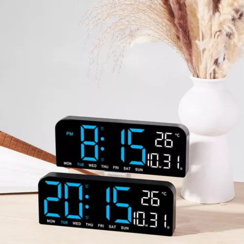 LED große digitale Wand Schreibtisch Uhr Fernbedienung Temperatur Datum Wochenanzeige - Bild 7 von 15