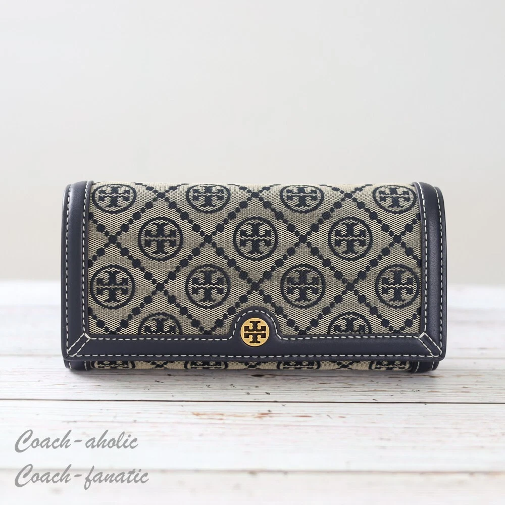 Borsa a tracolla Tory Burch T monogramma Jacquard nuova con etichette in blu navy Tory