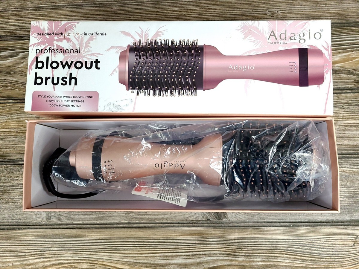 NEW Adagio California Professional Blowout Brush Styler Dryer Rose Gold
