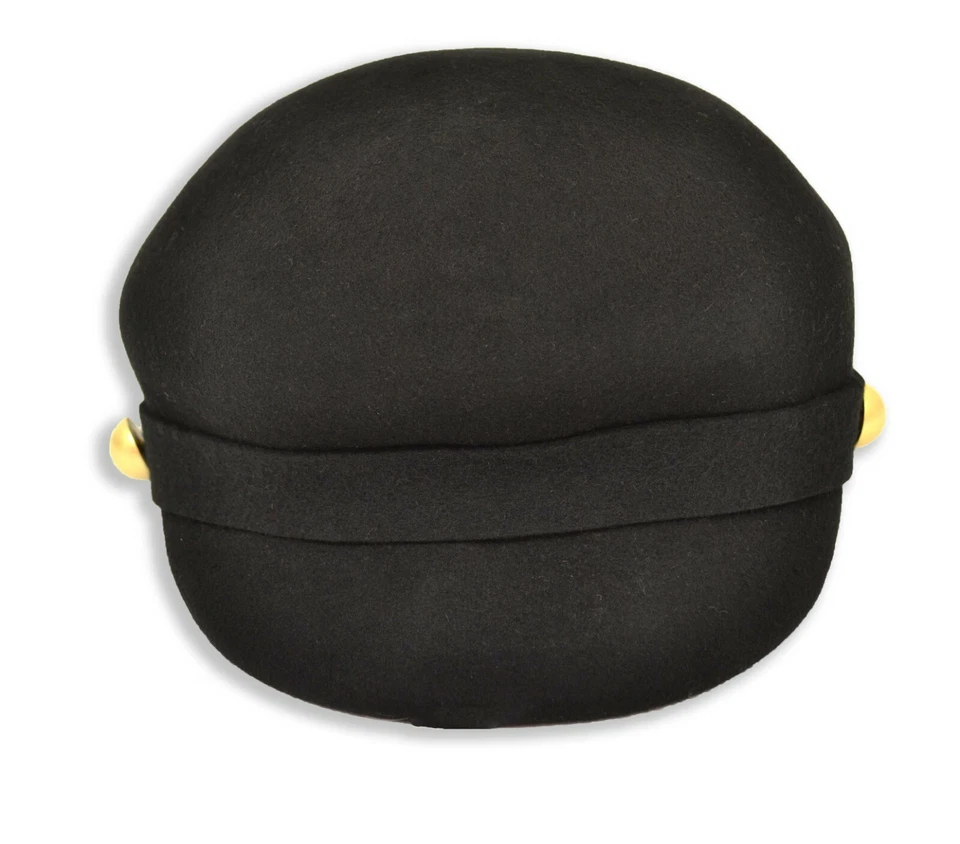 Gorra de noticiero de fieltro de lana Nine West🥇negra👒 Diseñadora Foto 2 de 2