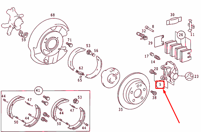 Neu MERCEDES-BENZ C W202 Bremssattel hinten rechts A001420568364 Original