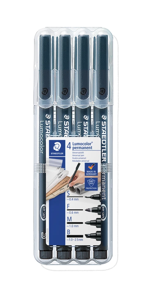 STAEDTLER Folienstifte Lumocolor Etui schwarz S, F, M, B sortiert 31-9WP4GS - Bild 2 von 4