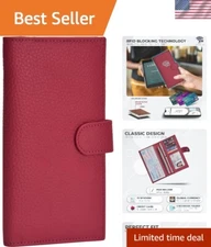 Compact RFID Leather Checkbook Holder - Perfect Gift for Sophisticated Users