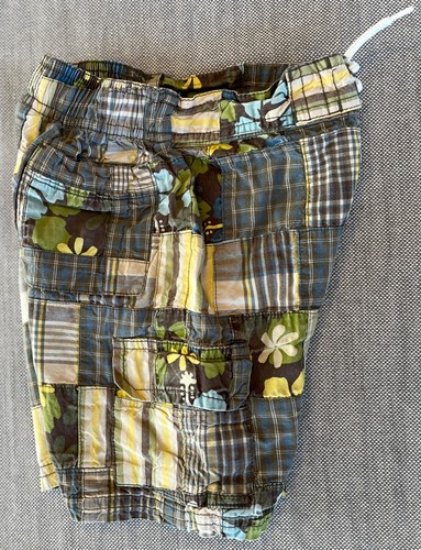Pantalones cortos de carga Gymboree Boy Global Surf 2008 a rayas a cuadros con retazos 2T 2 años - Imagen 3 de 4
