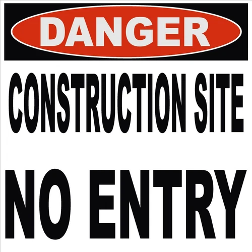 Coroplast Construction Signs -48"x48" -Qty 2- Danger Construction Site NO ENTRY - product listing photo