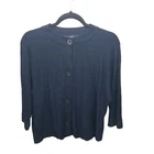 Evan Picone Womens Sz L Black Solid 3/4 Sleeve Cardigan